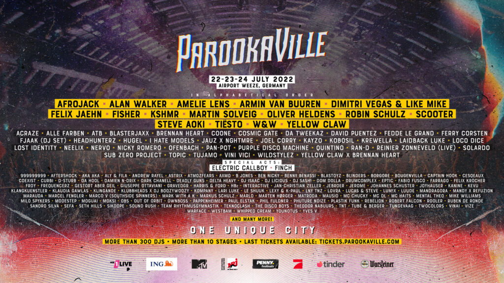 Parookaville 2022 Festival Event Line-Up Lineup